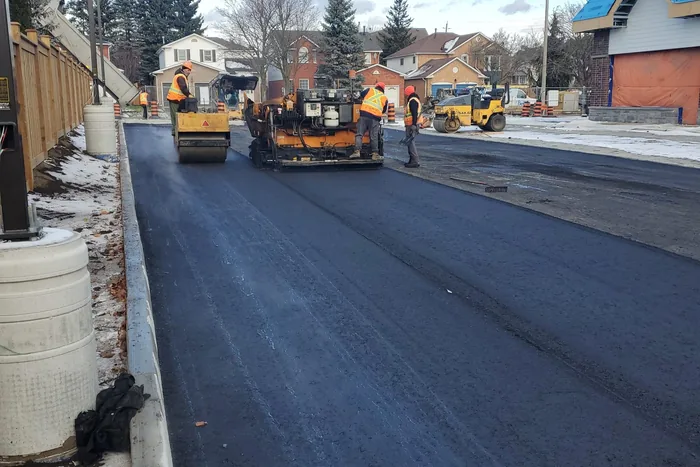 Sitework and asphalt paving under way at the New Plaza Development in Courtice, Ontario