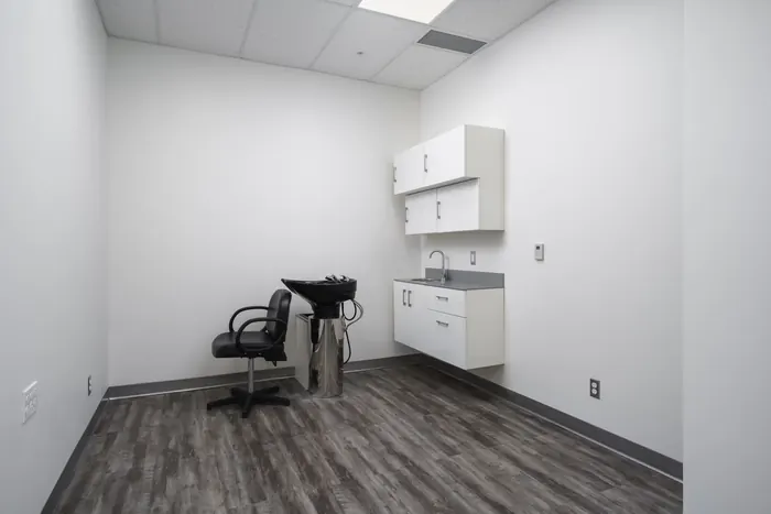 Studio laid out to code and accessibility requirements, Sola Salon Studios, Calgary, Alberta