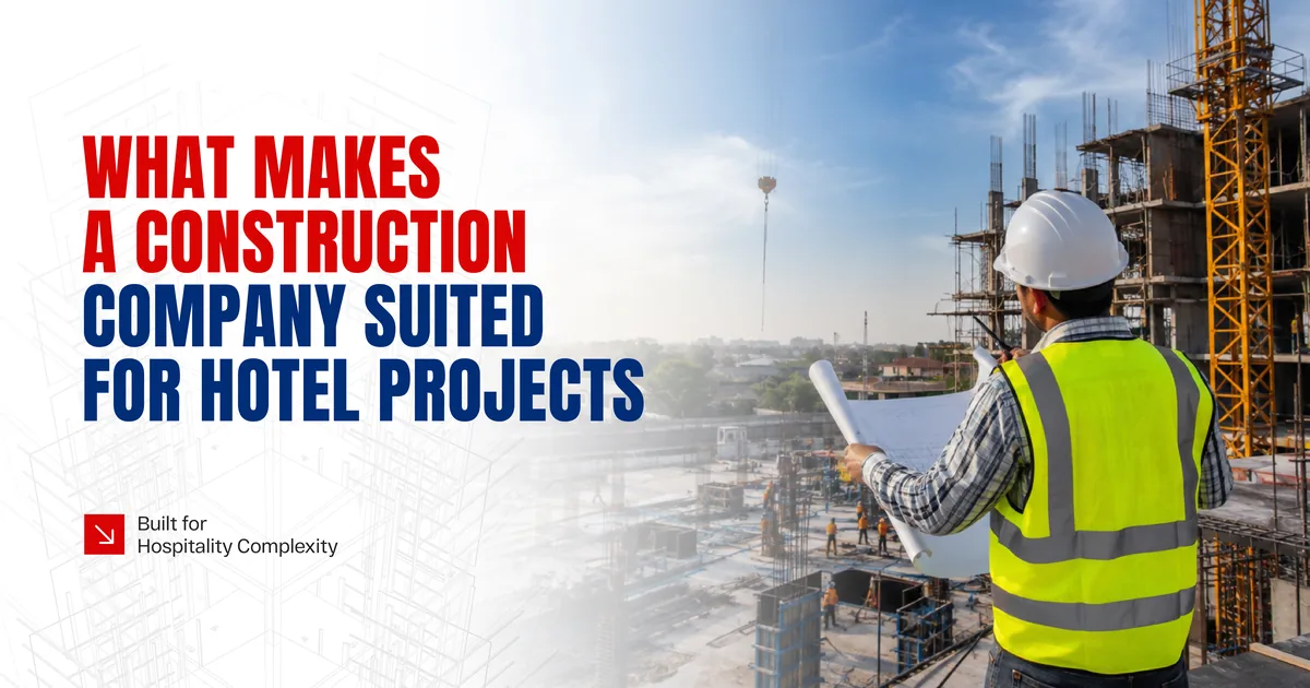 A worker in a white hard hat and hi-vis vest holding an unrolled drawing in front of a building under construction